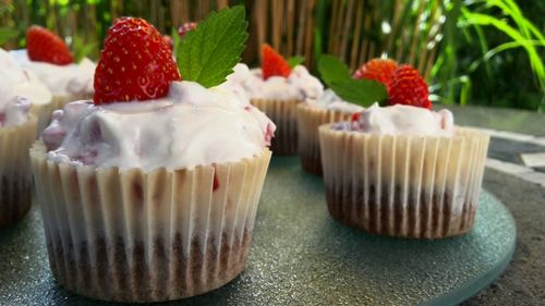 Close-up of cake on table