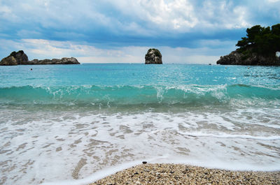 View of sea against cloudy sky