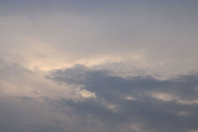 Low angle view of clouds in sky during sunset