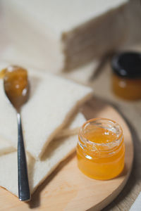 Close-up of dessert in plate on table