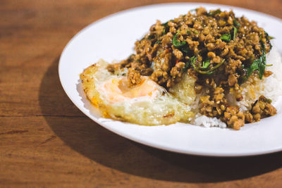 Close-up of food in plate on table