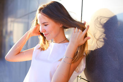 Young woman looking away