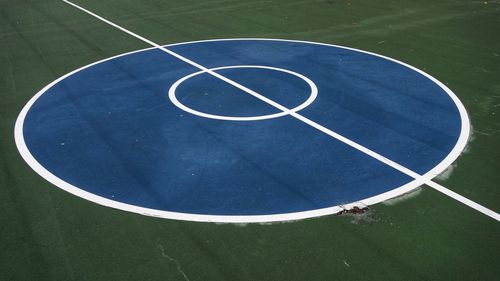 High angle view of basketball court