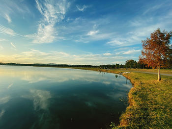 Scenic view of lake against sky