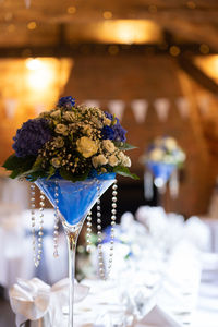 Close-up of white flowers on table