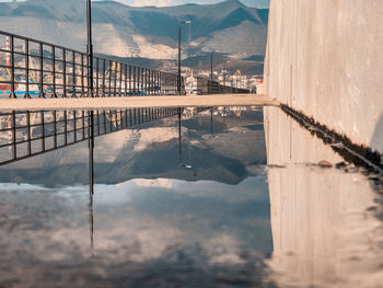 Reflection of sky on glass window