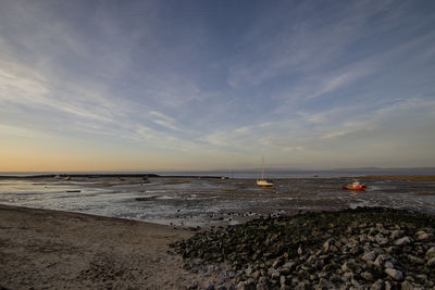 Late afternoon sky over morecambe bay in lancashire, uk