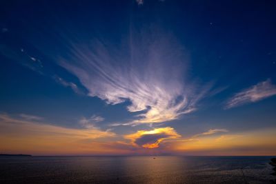 Scenic view of sea against sky at sunset