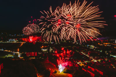 Firework display at night