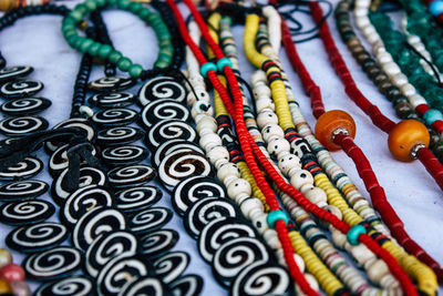 Full frame shot of multi colored handcrafts for sale in market