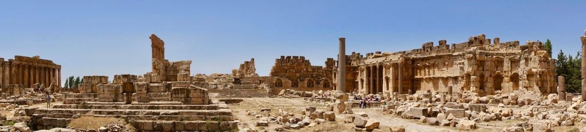 Panoramic view of a temple against clear sky