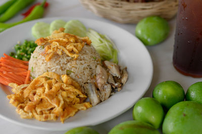 High angle view of meal served in plate