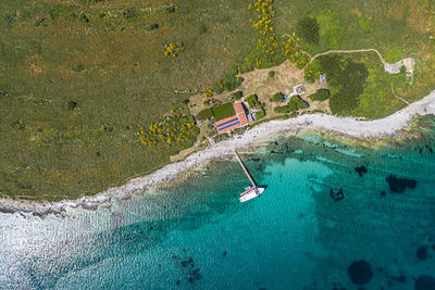 High angle view of beach