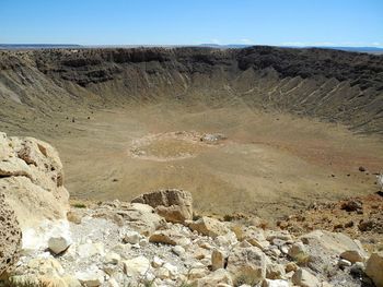 Scenic view of desert against clear sky