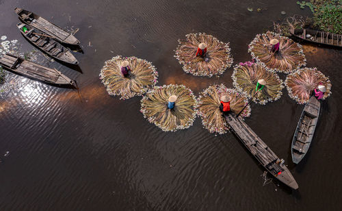 High angle view of christmas decoration on table