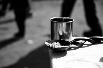 Close-up of the cup on the table