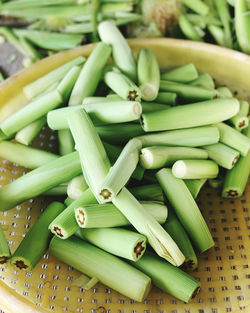 High angle view of vegetables on table