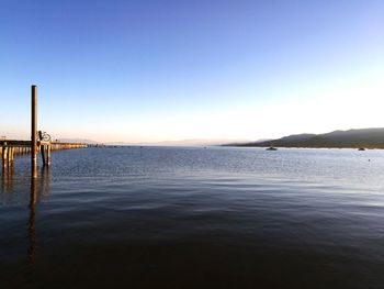 Scenic view of sea against clear sky