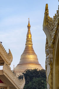 Low angle view of temple against sky