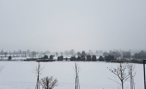 City against clear sky during winter