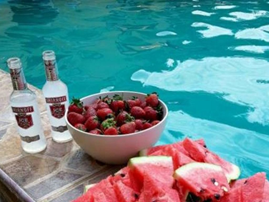 food and drink, freshness, red, water, food, high angle view, healthy eating, indoors, still life, table, bowl, refreshment, no people, plate, blue, day, transparent, close-up, ready-to-eat, strawberry