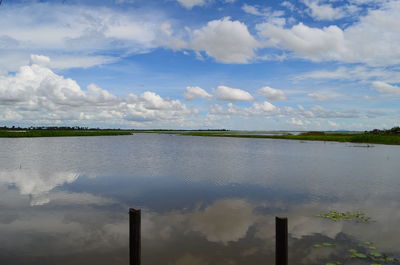 Scenic view of lake against sky