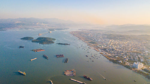 High angle view of buildings in city, ha long city, quang ninh province, vietnam