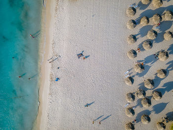 High angle view of people on beach