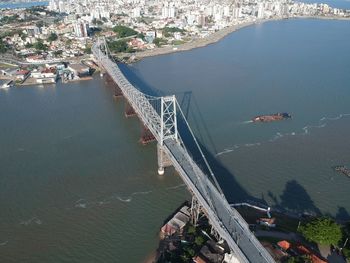 High angle view of bridge over sea