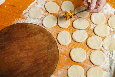 High angle view of food on table