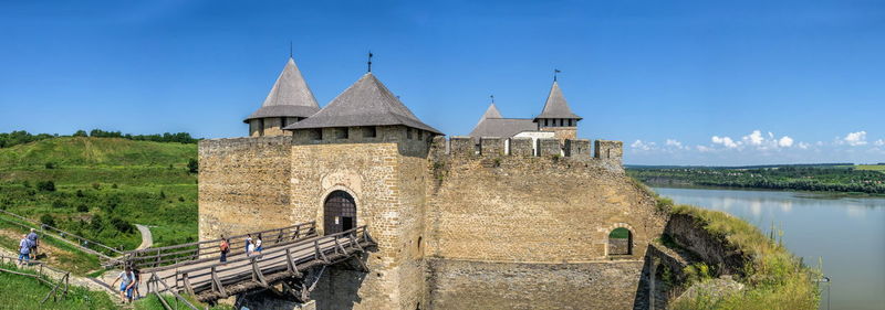 Khotyn, ukraine 11.07.2021. khotyn fortress in chernivtsi region of ukraine on a sunny summer day