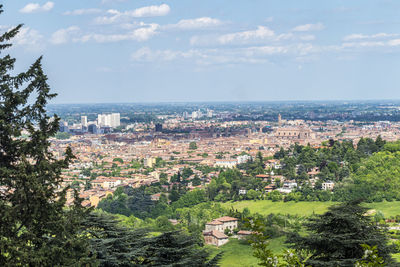 Aerial view of bologna with his beautiful church and towers