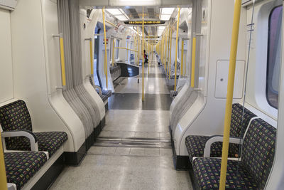 Almost empy metro train of the district line to upminster