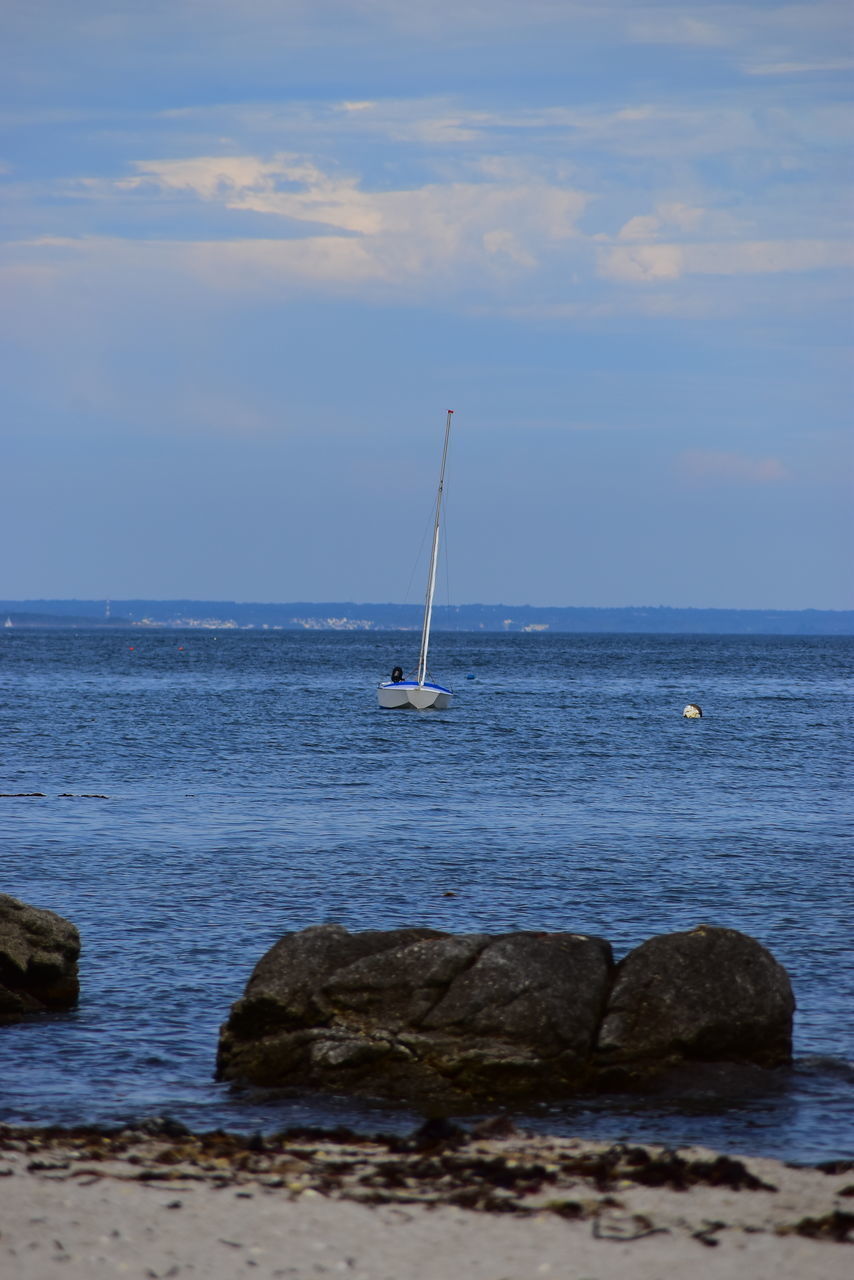 SAILBOAT IN SEA AGAINST SKY