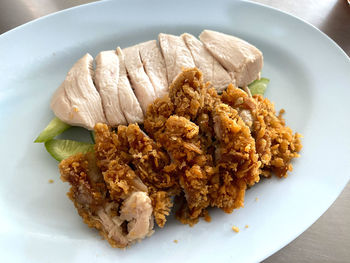 High angle view of meal served in plate