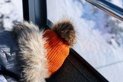 Close-up of snow on window