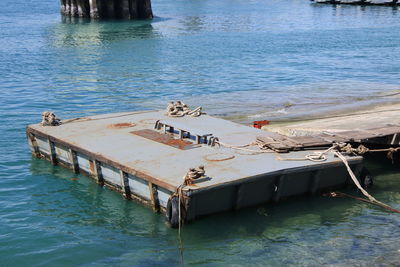 High angle view of pier in swimming pool