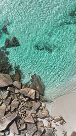 High angle view of beach