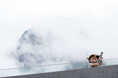 Low angle view on mountain against sky