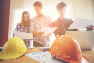 People working at table