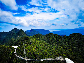 Scenic view of mountains against cloudy sky