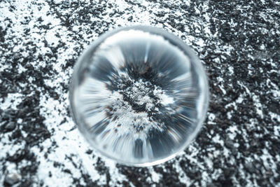 Close-up of snow on rock