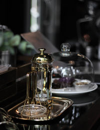 Close-up of wine glass on table in restaurant
