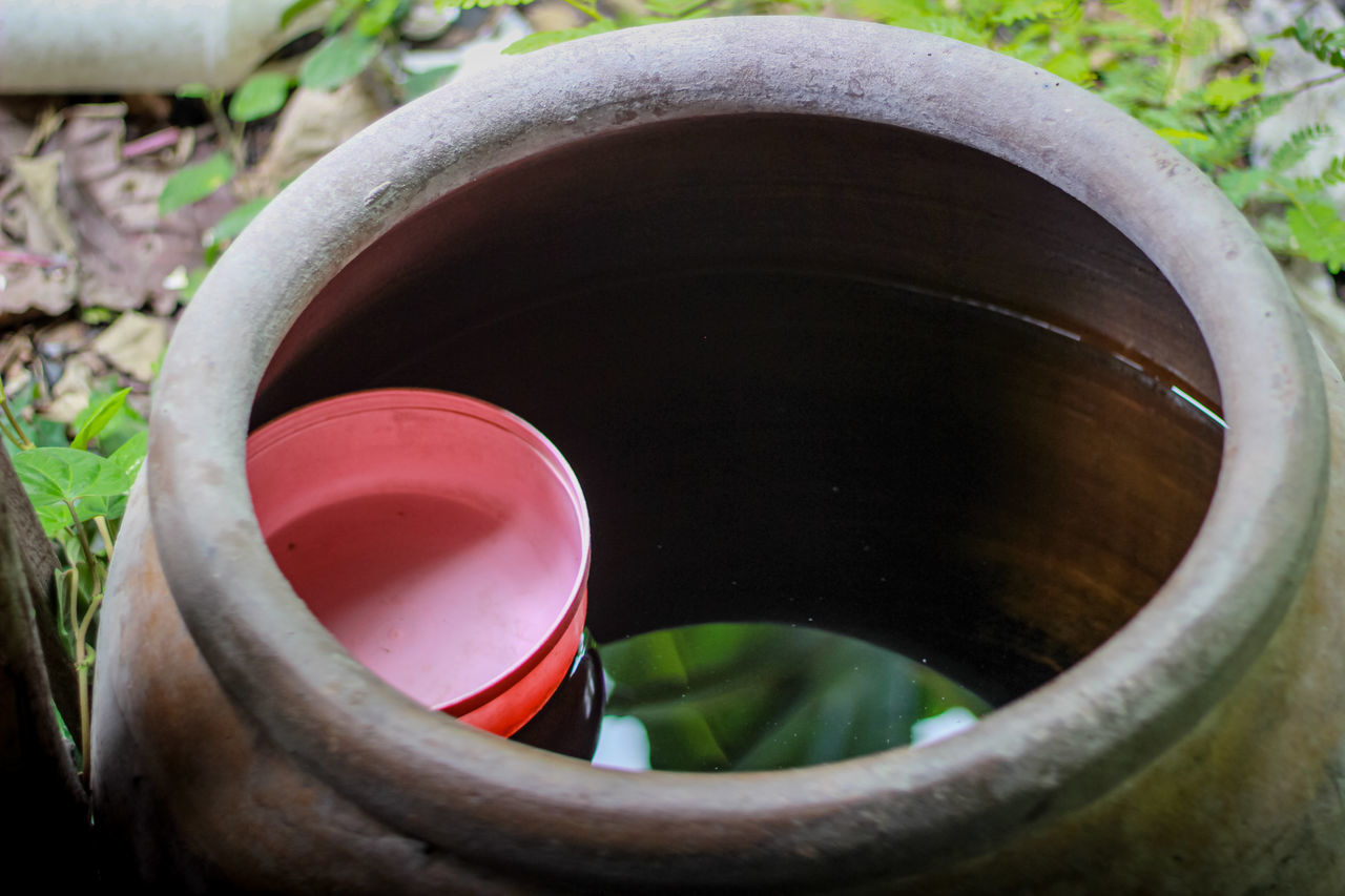 CLOSE-UP OF DRINK IN BOWL ON WATER