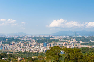 High angle view of townscape against sky