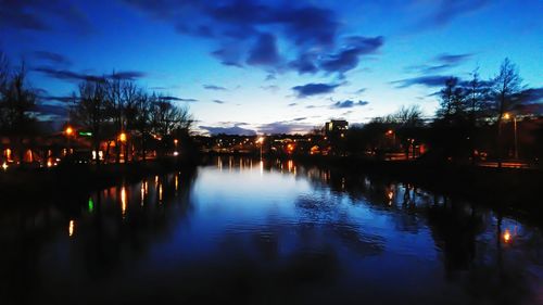 View of illuminated city at night