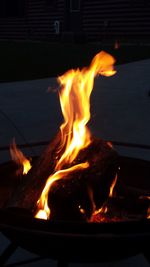 Close-up of bonfire at night