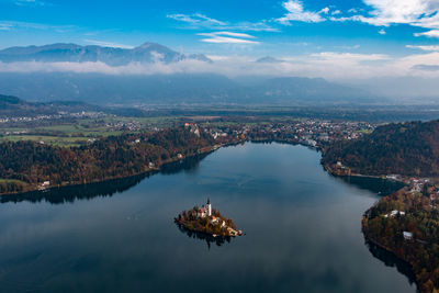 Aerial view of city at waterfront