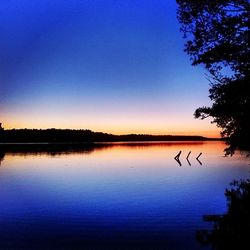 Scenic view of calm lake at sunset