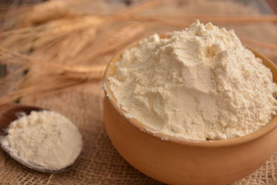 Close-up of bread in bowl on table